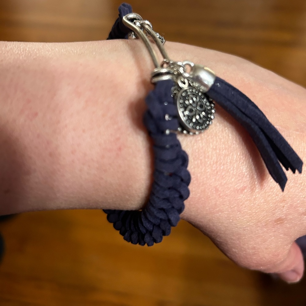 braided and silver bracelet